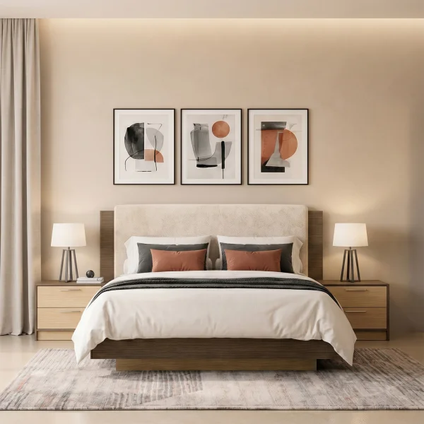 Letto matrimoniale 160x200 cm contenitore con comodini rovere chiaro e rovere scuro Pitigliano