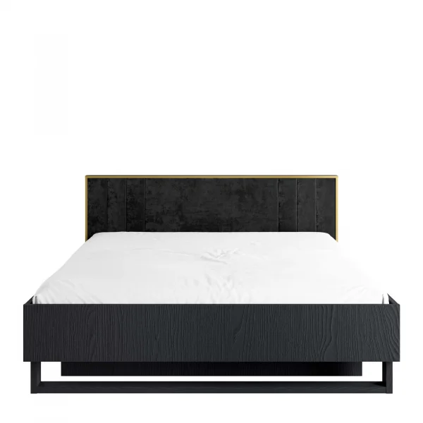 Letto matrimoniale 160x200 con box contenitore e rete a doghe nero frassinato Innsbruck