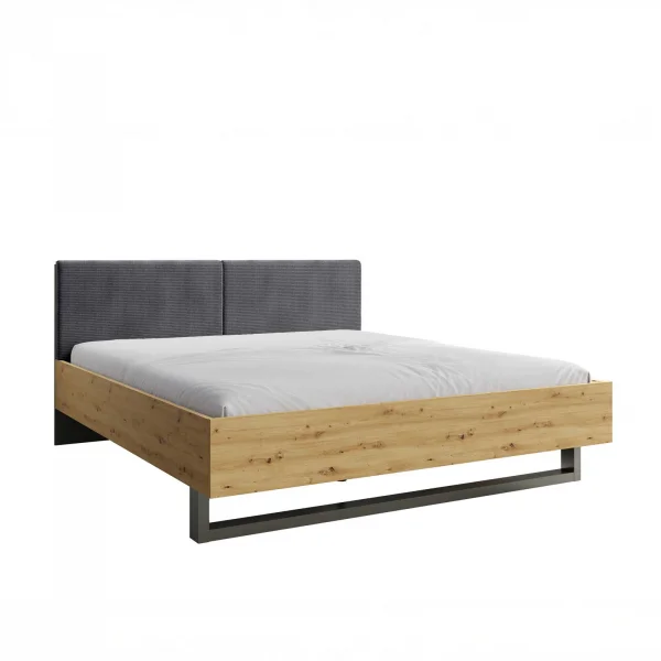Letto matrimoniale 160x200 con morbida testiera antracite rovere Garda