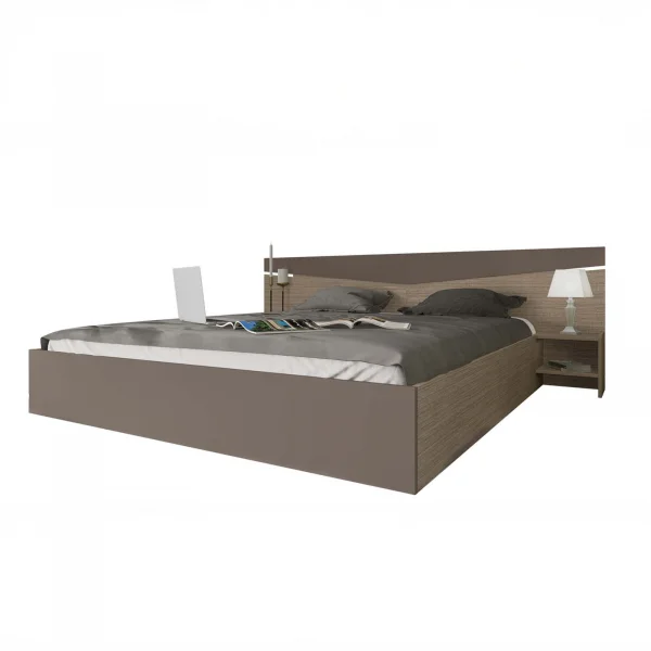 Letto matrimoniale 160x200cm contenitore con comodini rovere scuro marrone Camilla Gihome®