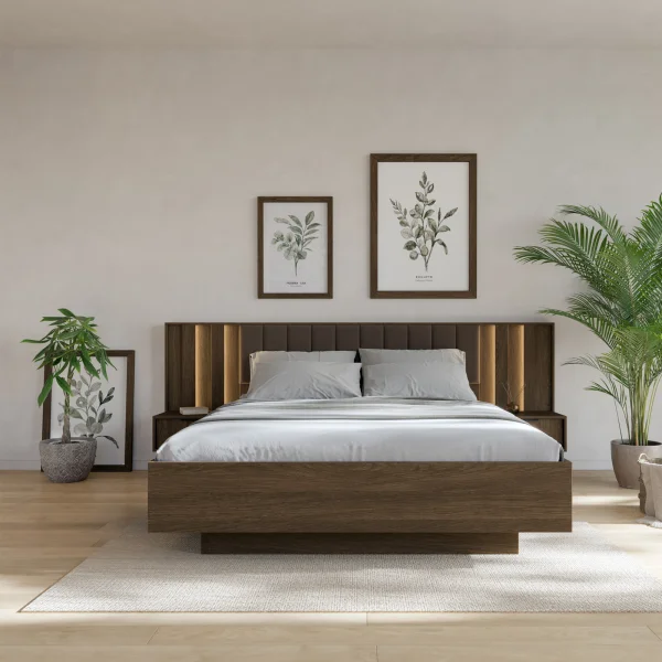 Letto matrimoniale 160x200cm contenitore camera da letto noce Bois