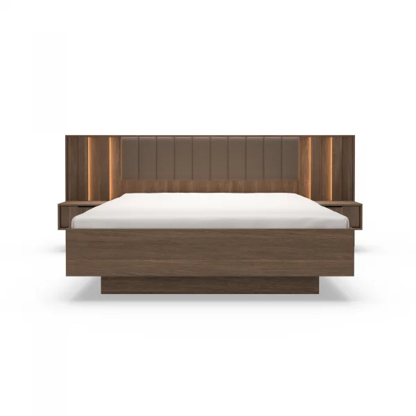 Letto matrimoniale 160x200cm contenitore camera da letto noce Bois