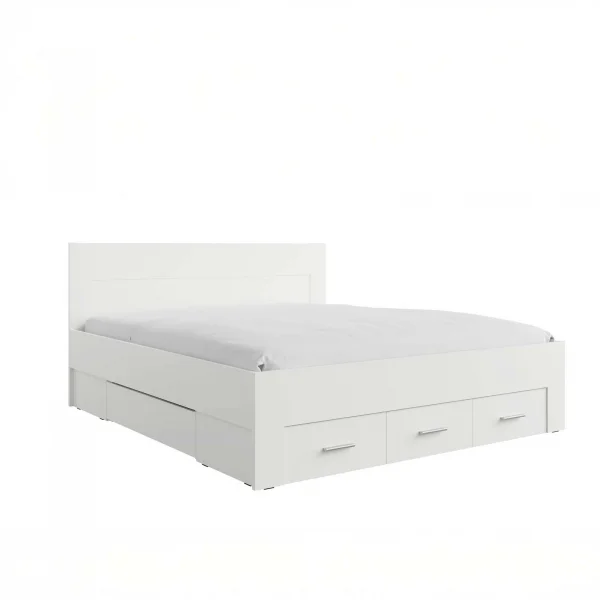 Letto matrimoniale oversize 180x200 cm con 5 cassetti estraibili bianco Modena