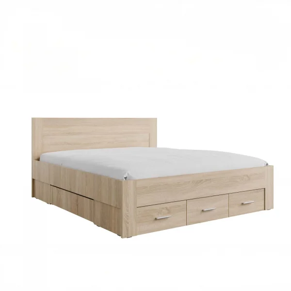 Letto matrimoniale oversize 180x200 cm con 5 cassetti estraibili rovere Modena