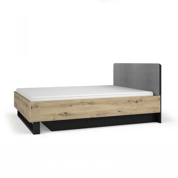 Letto matrimoniale oversize 180x200 cm con box contenitore e rete a doghe rovere nero frassinato Polinesia