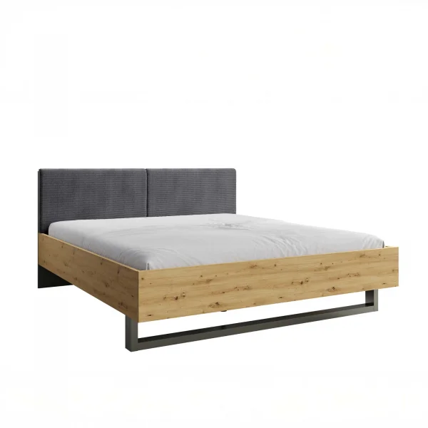 Letto matrimoniale oversize 180x200 cm con morbida testiera antracite rovere Garda