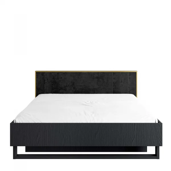 Letto matrimoniale oversize 180x200 con box contenitore e rete a doghe nero frassinato Innsbruck