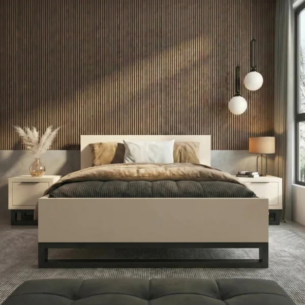 Letto matrimoniale oversize 180x200cm beige cashmere Petra