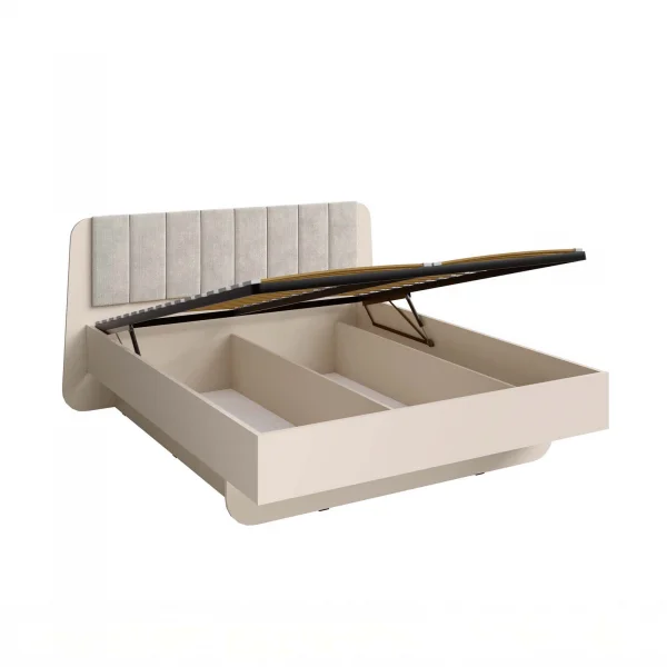 Letto matrimoniale oversizie 180x200 cm con box contenitore e rete a doghe beige cashmere Budapest