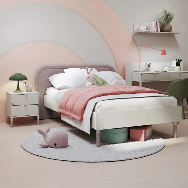 Letto singolo 90x200cm con rete beige cashmere tortora Rita