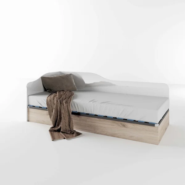 Letto singolo contenitore 82x190cm reversibile rovere bianco lucido Alex Gihome®