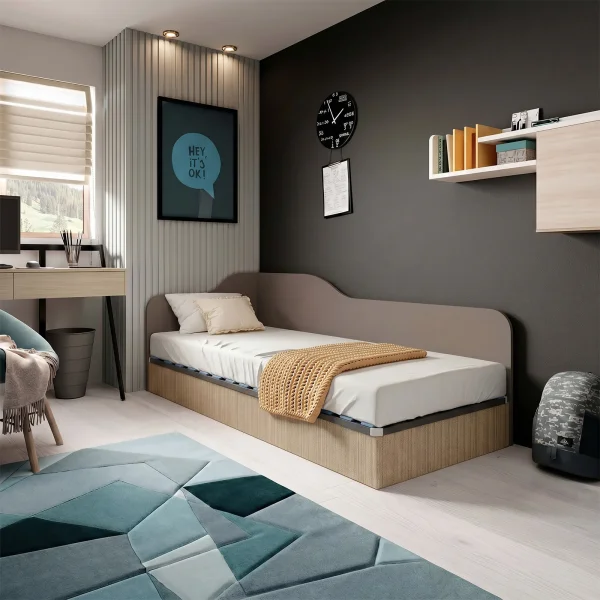 Letto singolo contenitore 82x190cm reversibile rovere scuro marrone Alex Gihome®