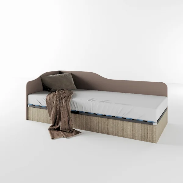 Letto singolo contenitore 82x190cm reversibile rovere scuro marrone Alex Gihome®