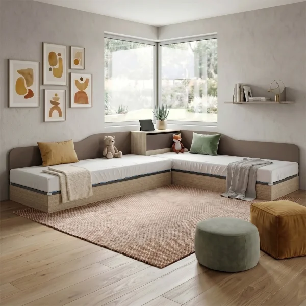 Letto singolo contenitore doppio 82x190cm moderno rovere scuro marrone Stefano