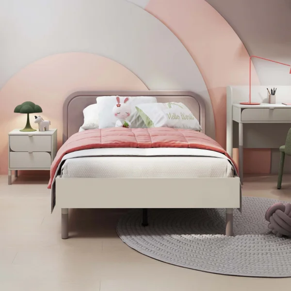 Letto una piazza e mezza 120x200cm con rete beige cashmere tortora Rita