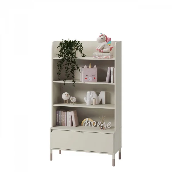 Libreria 89x159h cm 4 vani a vista 1 cassetto beige cashmere Rita