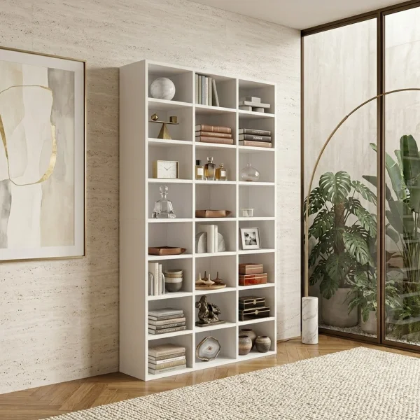 Libreria da parete 102x178h cm moderna soggiorno bianco Macondo