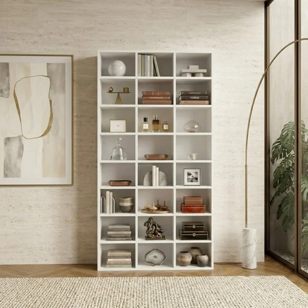 Libreria da parete 102x178h cm moderna soggiorno bianco Macondo