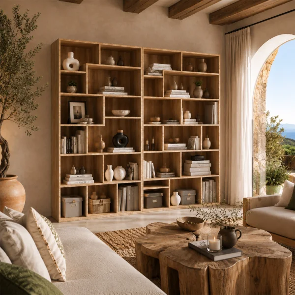Libreria da parete 175x198h cm moderna soggiorno rovere Krea
