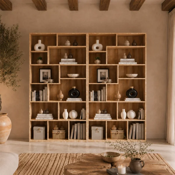 Libreria da parete 175x198h cm moderna soggiorno rovere Krea