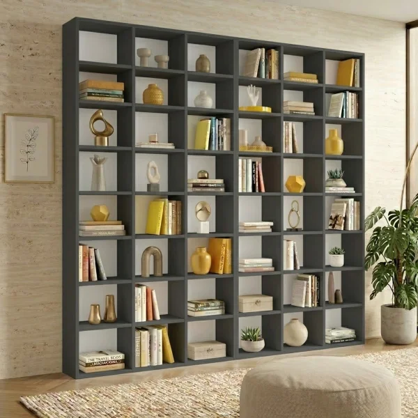 Libreria da parete 203x178h cm moderna soggiorno antracite Macondo 2