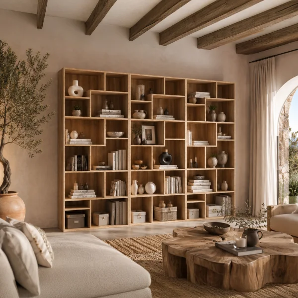 Libreria da parete 263x198h cm moderna soggiorno rovere Krea