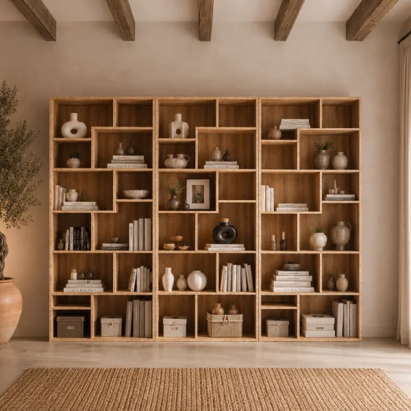 Libreria da parete 263x198h cm moderna soggiorno rovere Krea