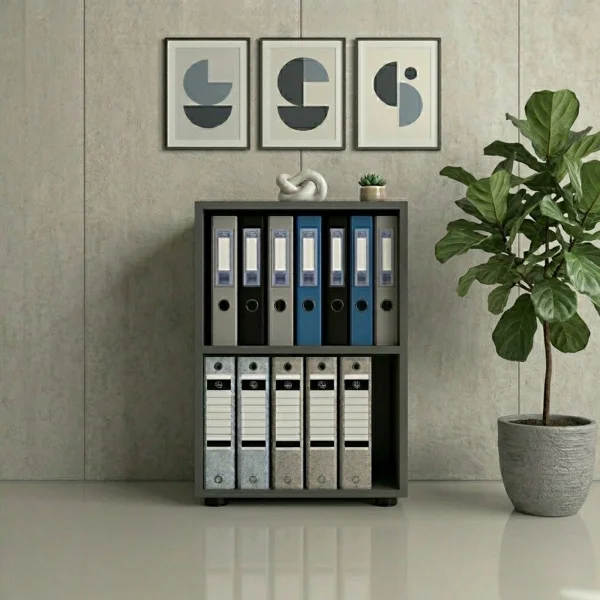 Libreria da parete 49x74h cm 2 ripiani ufficio multiuso antracite Arkiva