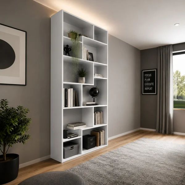 Libreria da parete 88x198h cm moderna soggiorno bianco lucido Krea