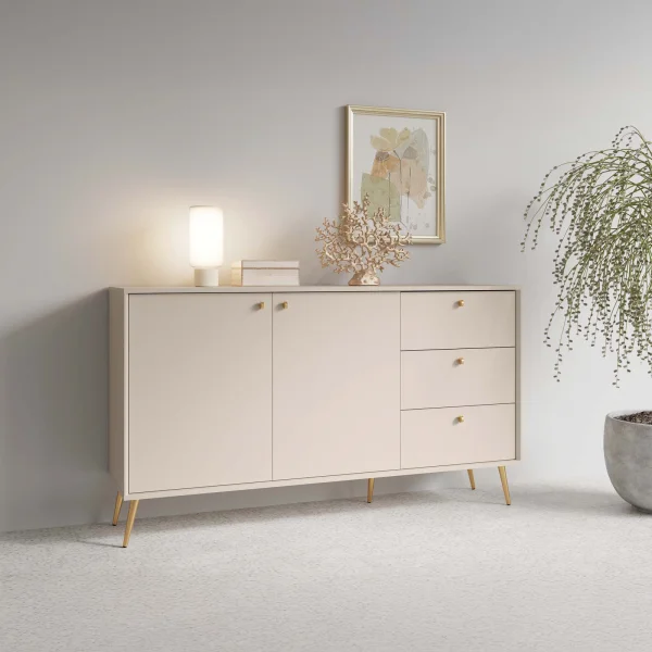 Madia 156x89h cm 2 ante 3 cassetti moderna beige cashmere Carly