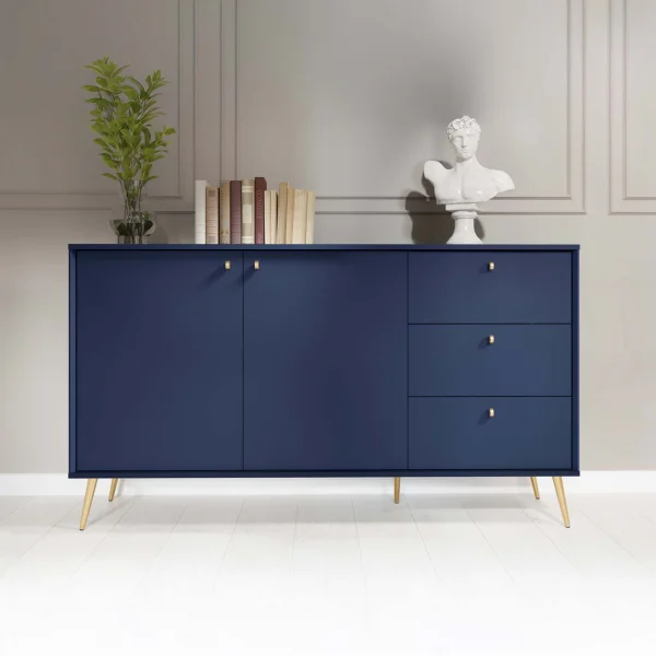 Madia 156x89h cm 2 ante 3 cassetti moderna blu navy Carly