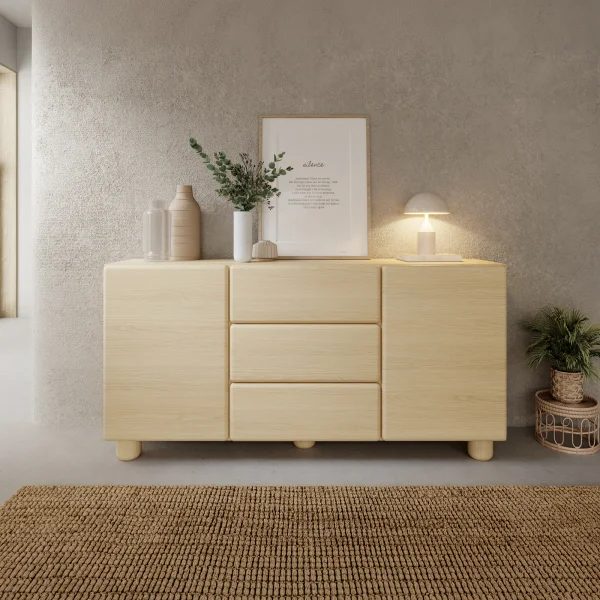 Madia 160x80h cm 2 ante 3 cassetti soggiorno rovere chiaro Mellow