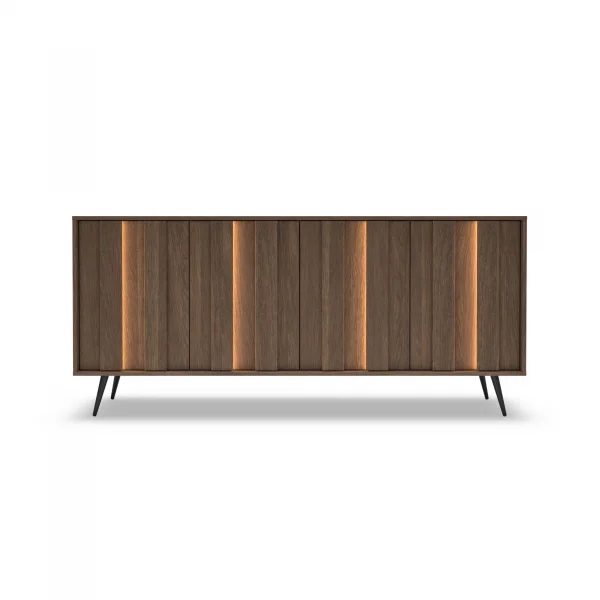 Madia 183x83h cm con led 4 ante soggiorno noce Bois