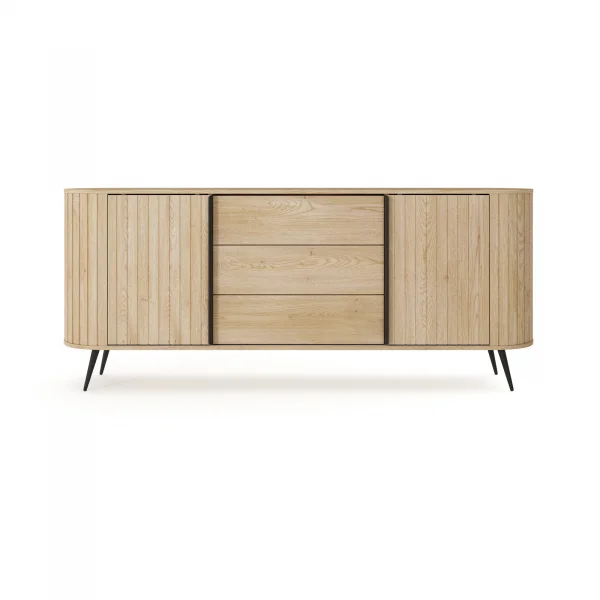 Madia 196x82h cm 2 ante scorrevoli 3 cassetti soggiorno rovere Groove