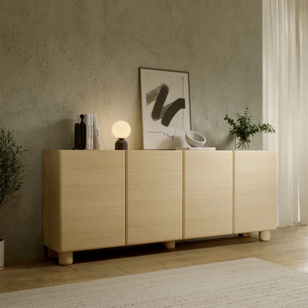 Madia 200x80h cm 4 ante soggiorno rovere chiaro Mellow