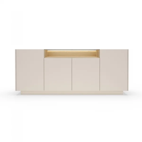Madia 203x83h cm con led 4 ante 1 ripiano a vista soggiorno beige rovere Cream