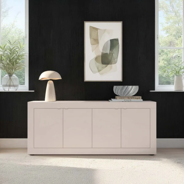 Madia 207x86h cm 4 ante moderna soggiorno beige cashmere Eternity