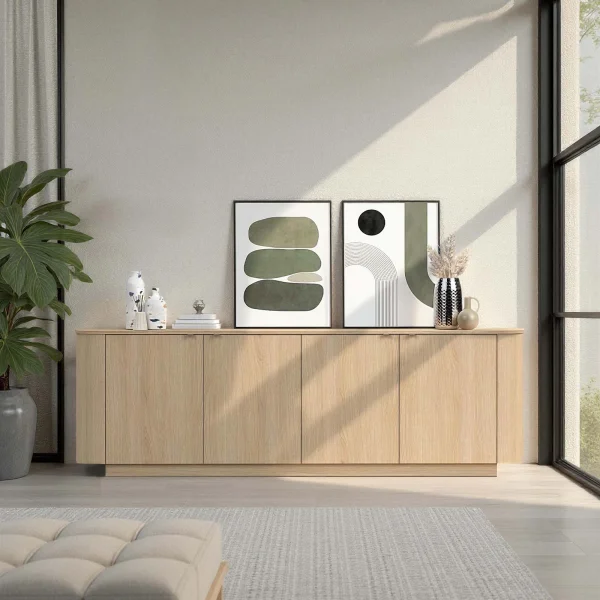 Madia 230x76h cm 4 ante moderna rovere Alba