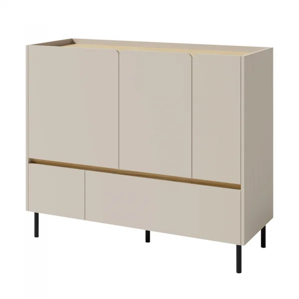 Madia soggiorno 120x105h cm 3 ante 2 cassetti beige cashmere rovere chiaro Linfa