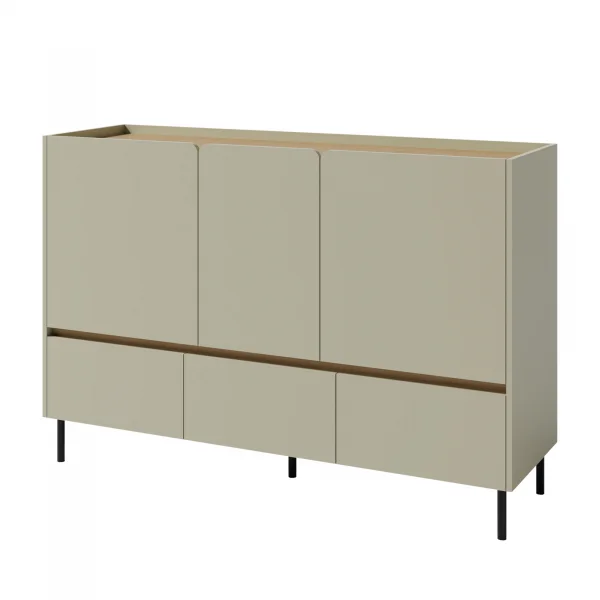 Madia soggiorno 150x105h cm 3 ante 3 cassetti verde rovere chiaro Linfa