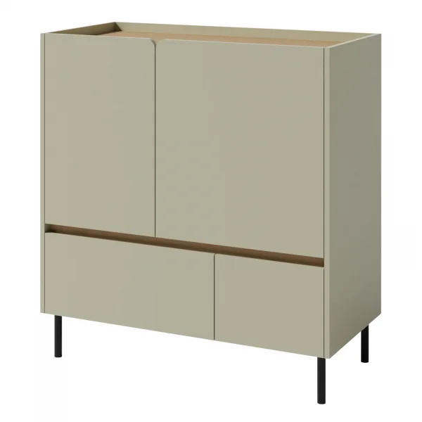 Madia soggiorno 95x105h cm 2 ante 2 cassetti verde rovere chiaro Linfa