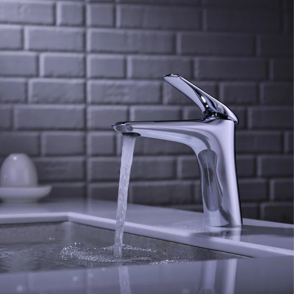 Miscelatore per lavabo bagno ottone cromato Becco