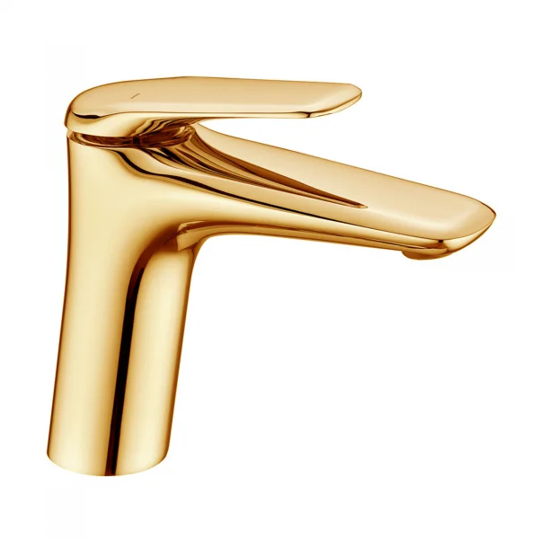 Miscelatore per lavabo bagno ottone dorato Becco