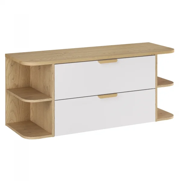 Mobile bagno sospeso 120cm 2 cassetti bianco rovere Speranza
