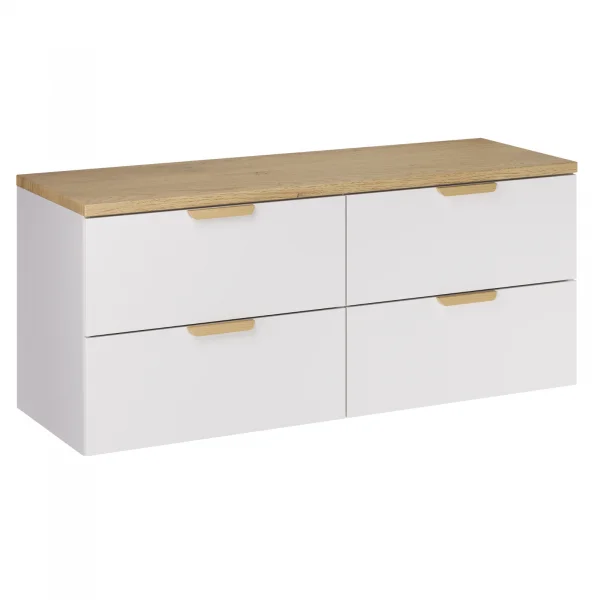 Mobile bagno sospeso 120cm 4 cassetti bianco rovere Speranza