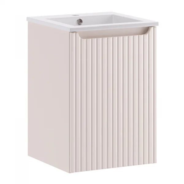 Mobile bagno sospeso 40cm cannettato con lavabo 1 anta beige Cleany