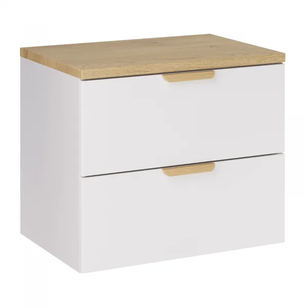 Mobile bagno sospeso 60cm 2 cassetti bianco rovere Speranza