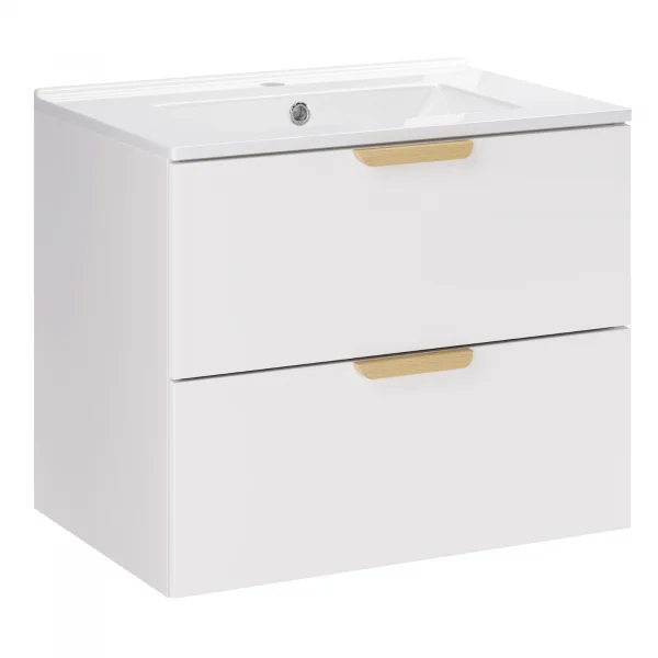 Mobile bagno sospeso 60cm con lavabo 2 cassetti bianco Speranza