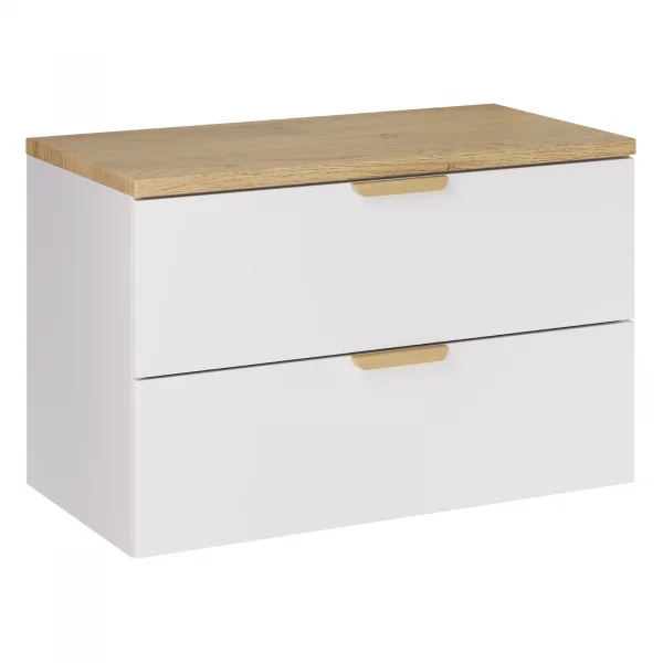 Mobile bagno sospeso 80cm 2 cassetti bianco rovere Speranza