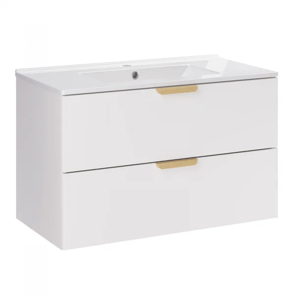 Mobile bagno sospeso 80cm con lavabo 2 cassetti bianco Speranza